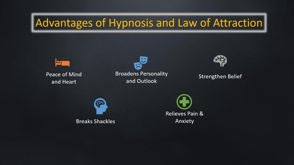 Infographic about the advantages of hypnosis and law of attraction